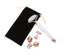 VICASKY Rouleau de Massage Facial en Cristal de Jade Naturel 3 Pièces Kit Électrique Visage Anti-âge Stimulation Collagène pour Peau Lisse et Éclatante Soins du Visage Quotidien Silver