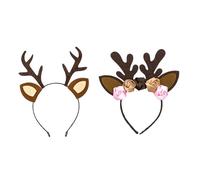 VICASKY Serrage-tête de Noël en Tissu Bois de Cerf, 1 Set 2 Pièces, Accessoire Cheveux Festif pour Fête et Séance Photo Couleur Aléatoire