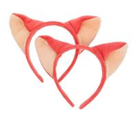 VICASKY Serrage-têtes Oreilles de Renard en Peluche Lot de 2 Taille Unique Coiffures Cosplay Fêtes Garçon et Filles Accessoire Doux et Confortable Rose Pâle et Jaune