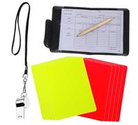 VICASKY Set Arbitre Football avec Cartes et Jaunes Sifflet Inoxydable Carnet de Scores avec Pochette Cuir et Crayon Kit Arbitre Polyvalent pour Match et Entraînement Sportif