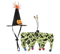 VICASKY Set Collier et Chapeau Chat Halloween Réglable avec Motifs Citrouille et Crâne Costume Festifs pour et Petits Chiens Accessoires Réutilisables pour Fête Cosplay