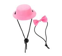 VICASKY Set Costume pour Petit Animal avec Chapeau Lapin Ajustable et Nœud Rose Décoration Mignonne pour Hamster et Petits Rongeurs Accessoire Réglable