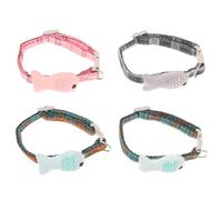 VICASKY Set de Colliers pour Chats Couleur Aléatoire Lot de 4 en Coton à Motif Poisson, Réglables et Pratiques, Style Créatif à Carreaux, pour Accompagner Vos Tenues
