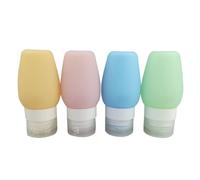 VICASKY Set de Flacons de Voyage Silicone Souple pour Cosmétiques Bouteilles Rechargeables pour Shampooing Lotion et Articles de Toilette Bleu Pêche Vert Orange Abricot