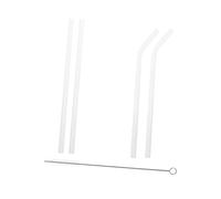 VICASKY Set de Pailles Verre Réutilisables Borosilicate Résistant Chaleur et Courbées avec Brosse de Nettoyage pour Boissons et Jus Cadeau Pratique
