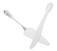 VICASKY Spatule à Gâteau et Couteau 2 Pièces en Acier Inoxydable 304, Manche Sculpté Style Palais, Ustensiles de Service pour Pâtisserie et Fromage, Accessoires la Cuisine pour Fête