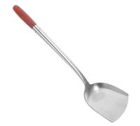 VICASKY Spatule Cuisine Inox à Long Manche avec Poignée Bois Ergonomique Antidérapante, Spatule Ménagère Multifonction pour Wok et Plaque de Cuisson, Ustensile de Friture et Sauté