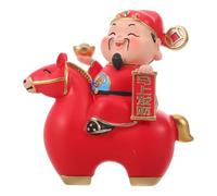 VICASKY Statue Feng Shui du Nouvel an Lunaire en Résine Rouge Petite Taille - Figurine CAI Shen Cheval Symbole de Prospérité et Chance - Décoration Maison et Bureau pour Richesse et