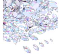 VICASKY Strass Acryliques D’œil de Cheval Blanc Ab, 600 Pièces Mélange de Tailles, Strass pour Nail Art et Décoration Coques de Téléphone, Accessoires DIY pour Bijoux et Vêtements