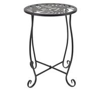 VICASKY Support à Plantes en Fer Noir avec Motif Monstera Porte-Pot Rond 1 Niveau Support pour Pots de Fleurs D’intérieur et Extérieur Rehausseur Compact pour Balcon et Terrasse Décoratif