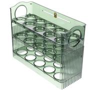 VICASKY Support à Œufs Transparent Vert 3 Couches En Plastique Pour Réfrigérateur, Boîte Multi-grilles Anti-collision Casier à Œufs Empilable Pour Rangement Et Organisation La Cuisine,
