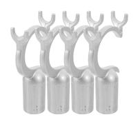 VICASKY Support de Tringle à Linge en Alliage D’Aluminium Gris Lot de 4 Crochets de Fixation pour Manche de Balai à Franges Tête D’Extension Multifonction Suspendre Domestique et