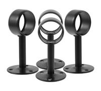 VICASKY Support de Tringle à Rideaux à Fixation Plafond en Acier Inoxydable Noir, Lot de 4 Pièces, Base Ronde 32 Mm, pour Rideaux et Porte-penderie, pour Chambre et Salle de Bain