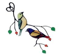 VICASKY Suspendre de Vitrail Oiseau Rouge en Verre et Fer, Décoration Murale Minimaliste pour Fenêtre et Jardin, Ornement Suspendu Artisanal, Décor Extérieur Intérieur, Art Mural Oiseaux