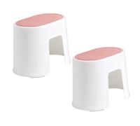 VICASKY Tabouret Marche Plastique Blanc Et Rouge Brique Petit Format, Lot De 2, Antidérapant Et Résistant, Usage Domicile Et Salle De Bain, Repose-pieds Sécurisé Et Multifonction Pour Adultes