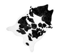 VICASKY Tapis de Sol Antidérapant en Fausse Fourrure Peluche Noire et Blanche Motif Vachette, Petit Format 1 Pièce, Décoration Intérieure Confortable et Isolant Thermique pour Maison