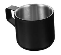 VICASKY Tasse à Café Inoxydable Double Paroi avec Poignée Ergonomique Isolante Brûlure Résistante à Usure Mug Portable Polyvalent pour Usage Noir Classique