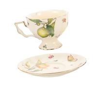 VICASKY Tasse Latte Cappuccino Céramique avec Soucoupe et pour Thé et Style Vintage Français et Anglais