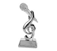 VICASKY Trophée Microphone Argenté pour Concours de Chant Prix Musical Original avec Notes Décoration et Récompense pour Soirées Karaoké et Fête des Chanteurs