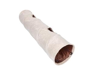 VICASKY Tunnel pour Chat d'Intérieur Beige Tube Droit avec 2 Ouvertures Balle à Bulles Intégrée Refuge Pliable et Hygiénique pour Petits Animaux Aire de Jeu Multifonction pour Chatons