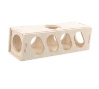 VICASKY Tunnel pour Hamster Et Cochons D’Inde en Bois Naturel, Cachette Ludique Plusieurs Trous, Taille Compacte, Accessoires De Cage Idéals pour Jeux Et Exploration des Petits Animaux