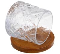 VICASKY Verre à Whisky Rotatif avec Base Stable en Bois 280 Ml, Verre à L’ancienne Transparent pour Dégustation de Brandy et Spiritueux, Gobelet Original Anti-basculement pour Maison