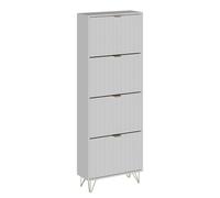 Vicco Armoire à Chaussures Helge, Blanc, 60x166.7cm 4 Compartiments, pour Le Rangement des Chaussures dans l’entrée