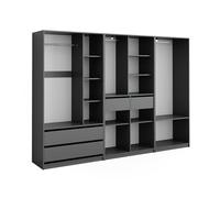 Vicco Armoire à vêtements Elmo, Anthracite, 280x200cm Lot de 3