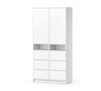 Vicco Armoire à vêtements Naara, Blanc, 98.6x200cm avec tiroirs