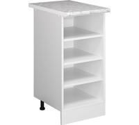 Vicco Armoire basse à étagères R-Line, 40 cm avec étagères ouvertes, avec plan de travail, Blanc/Blanc