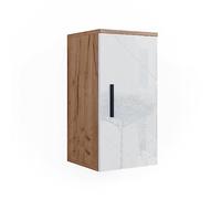 Vicco Armoire de Irma, 30x59cm avec étagère, Blanc brillant/Chêne doré