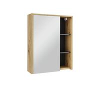 Vicco Armoire de Salle de Bain avec Miroir Viola, Artisan/Gris, 60x75cm | avec des étagères ouvertes, adapté au montage mural pour une utilisation dans la salle de bain