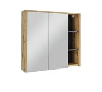 Vicco Armoire de Salle de Bain avec Miroir Viola, Artisan/Gris, 80x75cm | 2 Portes · 6 compartiments · Large surface miroir · Rangement ouvert & fermé · Au-dessus du lavabo