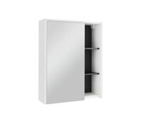 Vicco Armoire de Salle de Bain avec Miroir Viola, Blanc/Gris, 60x75cm | 1 Porte · 6 compartiments · Rangement ouvert & fermé · Pour cosmétiques & produits de soin · Au-dessus du lavabo