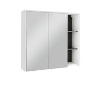 Vicco Armoire de Salle de Bain avec Miroir Viola, Blanc/Gris, 80x75cm | avec des étagères ouvertes, pour montage mural avec miroir intégré et espaces de rangement