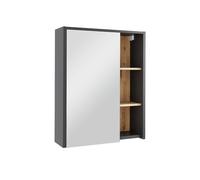 Vicco Armoire de Salle de Bain avec Miroir Viola, Gris/Artisan, 60x75cm avec des étagères Ouvertes, adapté au Montage Mural pour Une Utilisation dans la Salle de Bain