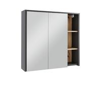 Vicco Armoire de Salle de Bain avec Miroir Viola, Gris/Artisan, 80x75cm | avec des étagères ouvertes, pour montage mural avec miroir intégré et espaces de rangement