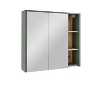Vicco Armoire de Salle de Bain avec Miroir Viola, Vert/Artisan, 80x75cm avec des étagères Ouvertes, pour Montage Mural avec Miroir intégré et espaces de Rangement