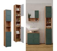 Vicco Armoire de Salle de Bain Irma, Chêne de Force doré/Vert, 30 x 192 cm