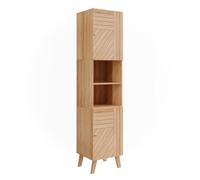 Vicco Armoire de Salle de Bain Lucie, Bambou, 40x177cm | 2 Portes · 6 compartiments · Rangement ouvert & fermé · Pour serviettes & accessoires