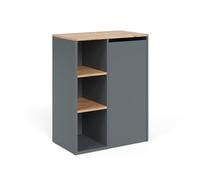 Vicco Armoire de Salle de Bain Viktor, Anthracite/chêne doré, 68x88.2cm avec des étagères Ouvertes, avec Panier à Linge intégré pour Un Rangement Discret