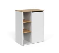 Vicco Armoire de Salle de Bain Viktor, Blanc/Artisan, 68x88.2cm avec étagères Ouvertes et Panier à Linge, avec Panier à Linge intégré pour Un Rangement Discret