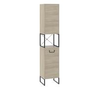 Vicco Armoire de Salle de Bain Vionna, Chêne/Noir, 36x185cm avec 2 Portes, avec étagère intérieure réglable en Hauteur pour Une Utilisation Flexible