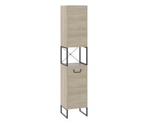 Vicco Armoire de Salle de Bain Vionna, Chêne/Noir, 36x185cm avec 2 Portes, avec étagère intérieure réglable en Hauteur pour Une Utilisation Flexible