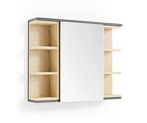 Vicco Armoire de Toilette Aquis, Anthracite, 79.6x64cm, pour Le Rangement dans la Salle de Bain et Compatible avec Aquis