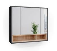 Vicco Armoire de Toilette Beatrice, Anthracite, 80x72cm | 3 Portes · 6 compartiments · Grande surface miroir · Rangement ouvert & fermé · Au-dessus du lavabo