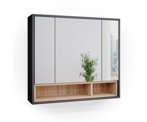 Vicco Armoire de Toilette Beatrice, Anthracite, 80x72cm | 3 Portes · 6 compartiments · Grande surface miroir · Rangement ouvert & fermé · Au-dessus du lavabo