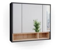 Armoire de toilette Vicco Beatrice - 80 cm - 3 portes - Anthracite/Chêne