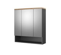 Vicco Armoire de Toilette Eden, Anthracite, 70x77.5cm | 3 Portes · 10 compartiments · Grande surface miroir · Rangement ouvert & fermé · Au-dessus du lavabo