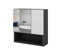 Vicco Armoire de Toilette Edge, Noir, 54x55cm avec Porte et Compartiments Ouverts, pour Le Rangement dans la Salle de Bain avec mécanisme Push-to-Open